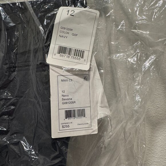 NWT Theory Tailored Pant in Sevona Stretch Wool - Navy (Size 12) - Picture 7 of 7